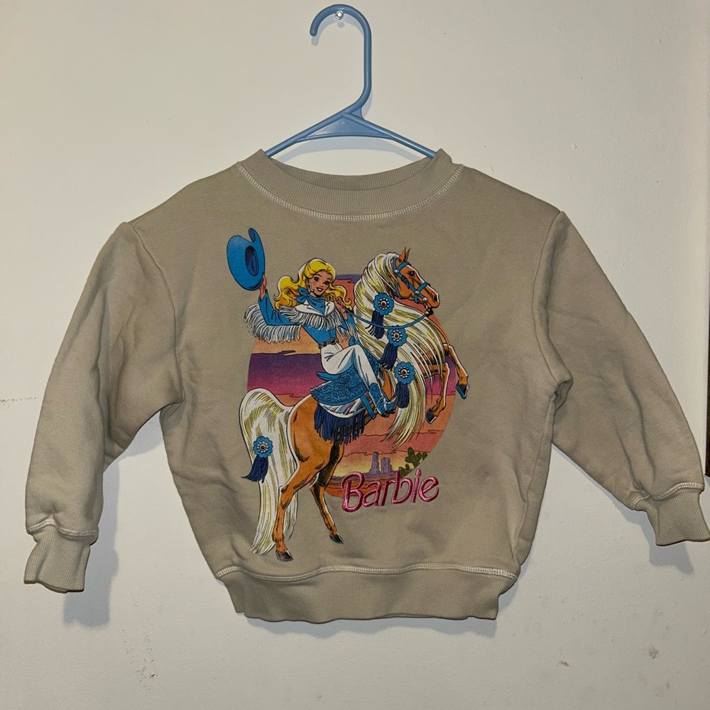 Cotton:On Kids Girls License Dusty Fleece Crew Neck Western Barbie
